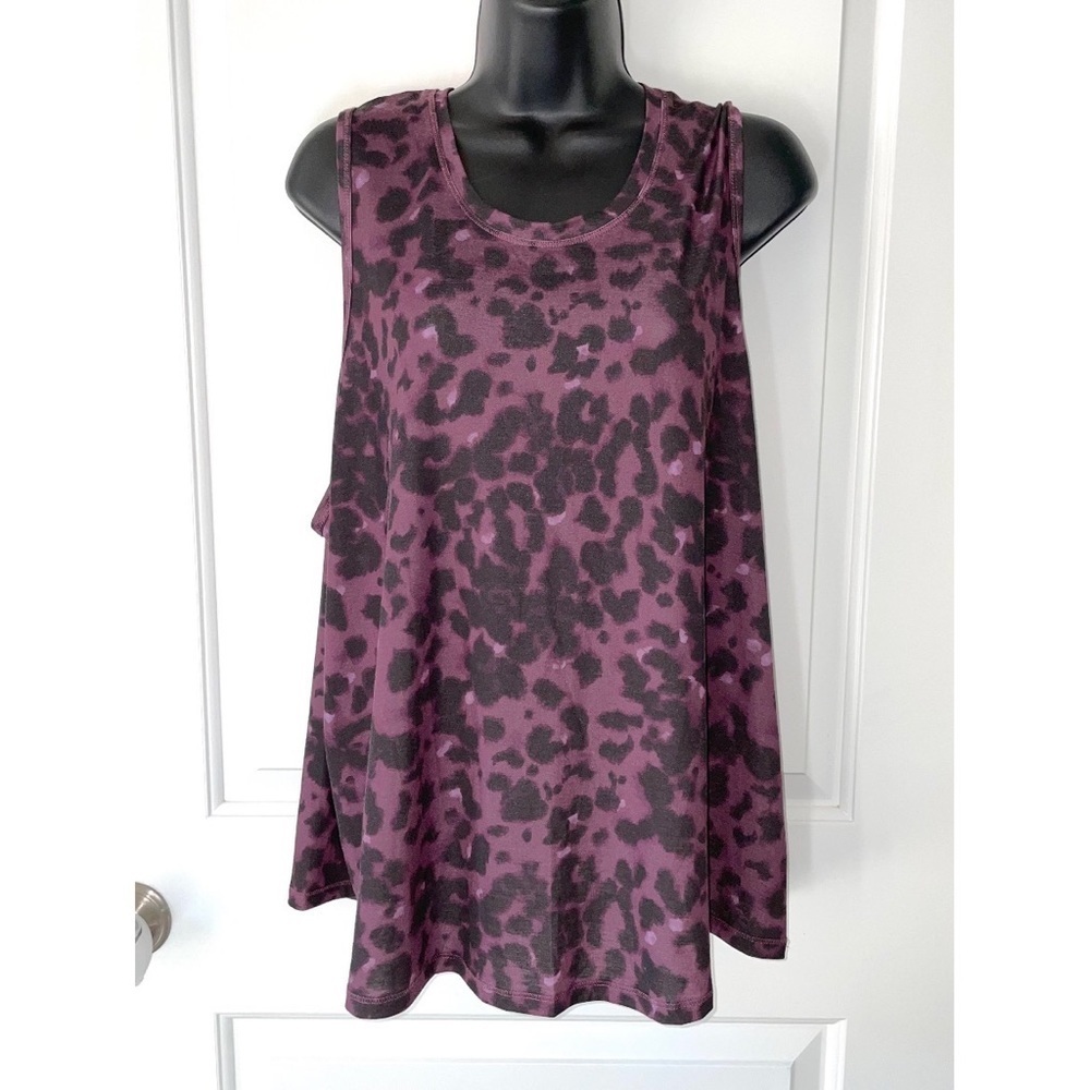 All in Motion women's purple and black abstract leopard print athletic tank top